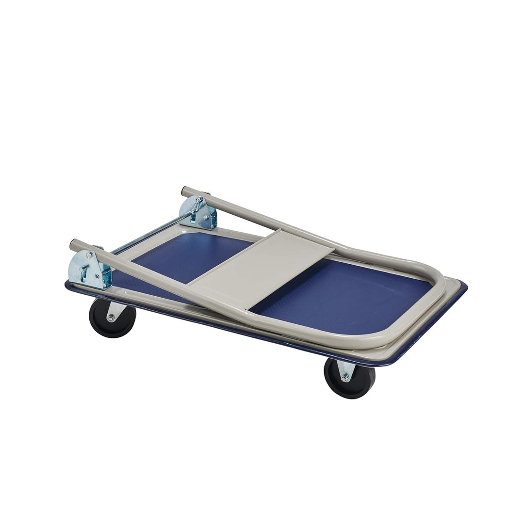 Brüder Mannesmann klappbarer Plattformwagen, 150 kg Tragkraft, Metall, weiss/blau, Anti-Rutsch-Oberf
