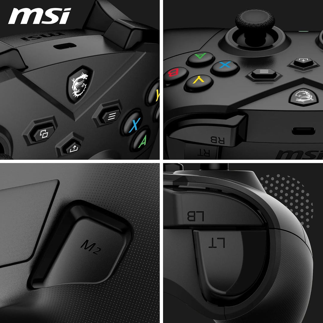 MSI FORCE GC300 WIRELESS PC Gamepad Controller - 2,4 GHz, Bluetooth, USB Typ-C auf A - kabelgebunden