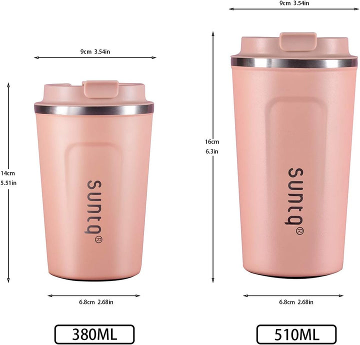 SUNTQ Kaffeebecher to go aus Edelstahl - Thermobecher Doppelwand Isoliert - Kaffeetasse mit Auslaufs