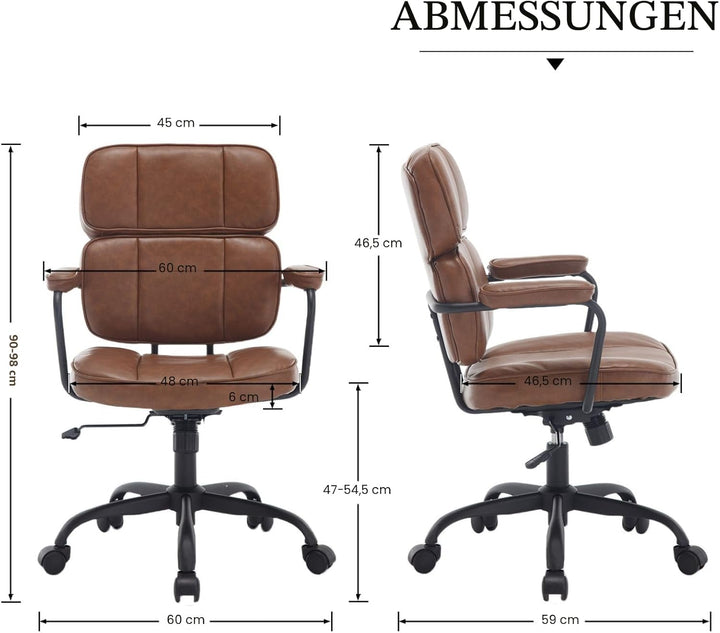 chairus Schreibtischstuhl Bürostuhl Ergonomisch für Arbeitszimmer PU Leder 360° Drehstuhl Höhenverst