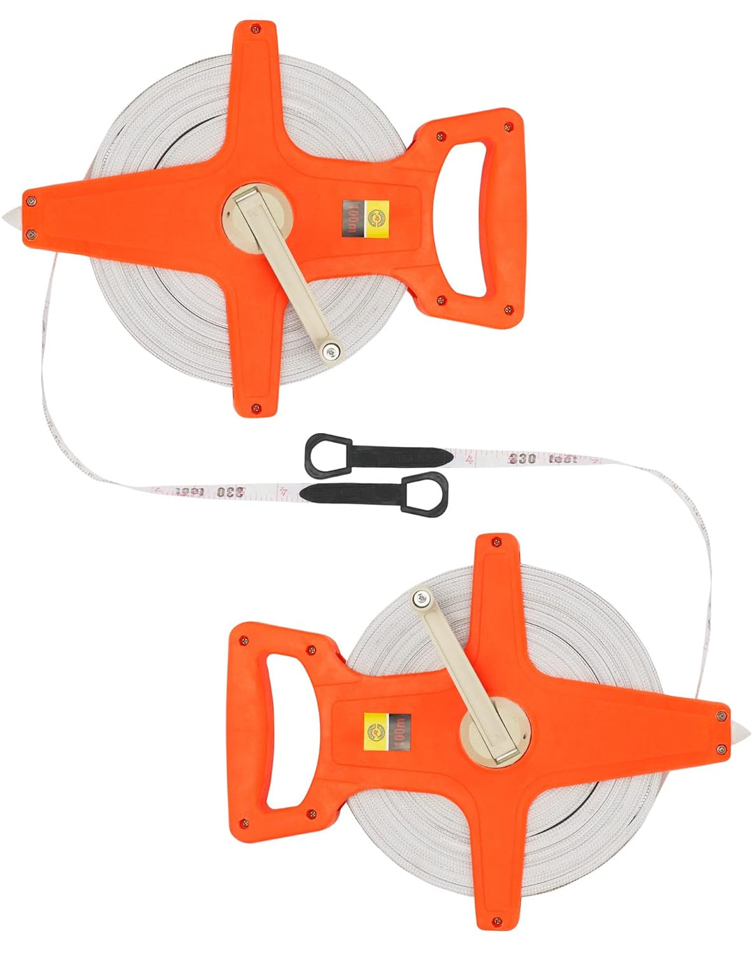 QWORK® 2 Stück Bandmass Fiberglas, Rollmassband, 100M /330 FT, Doppelseitig 2 Stück 100M /330 FT, 2