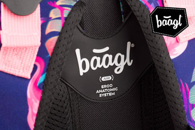 Baagl Kinderrucksack, Schulrucksack für Kinder mit ergonomisch geformter Rücken, Brustgurt und refle