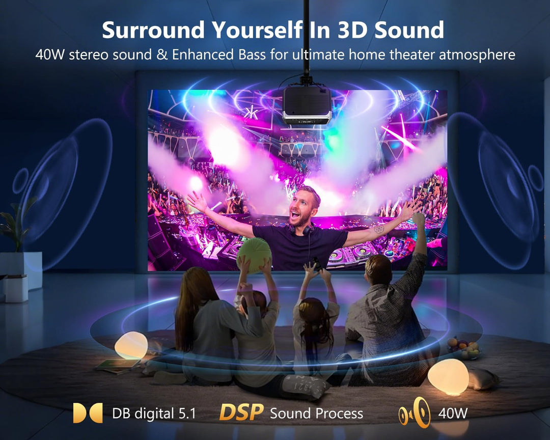 LED Beamer 4K Tragbarer Heimkino, 2026 CWEUG Smart Beamer mit YouTube, Android OS, DB Audio, NFC, Au
