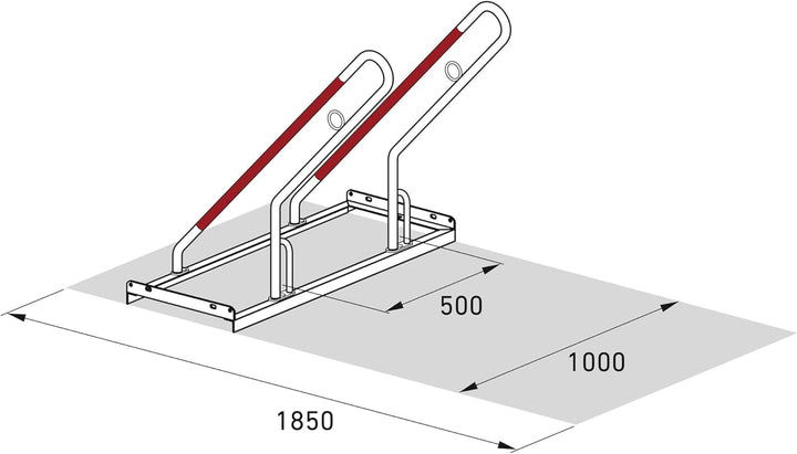 Anlehnparker 0502 XBF | einseitig | Fahrradständer für 2 Fahrräder | zum Aufdübeln | Stahl verzinkt
