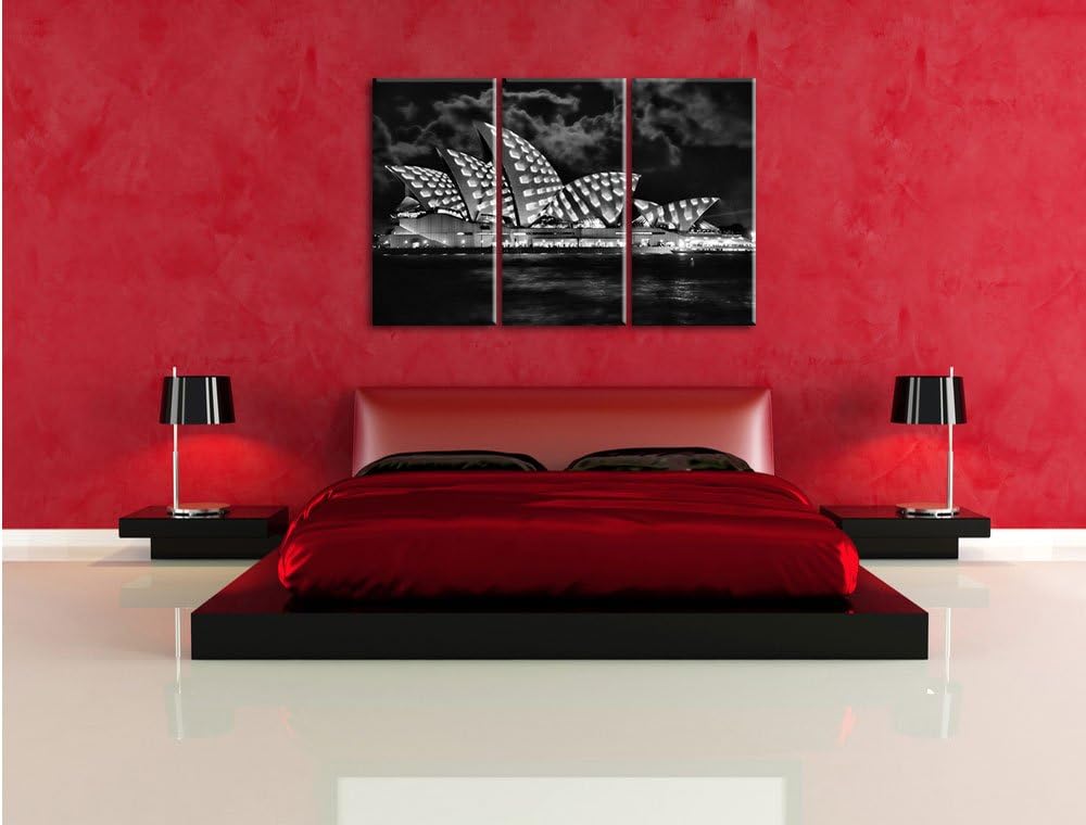 Pixxprint Sydney Opera House bei Nacht als Leinwandbild/Grösse: 3 Teilig (120x80) cm/Wandbild/Kunstd