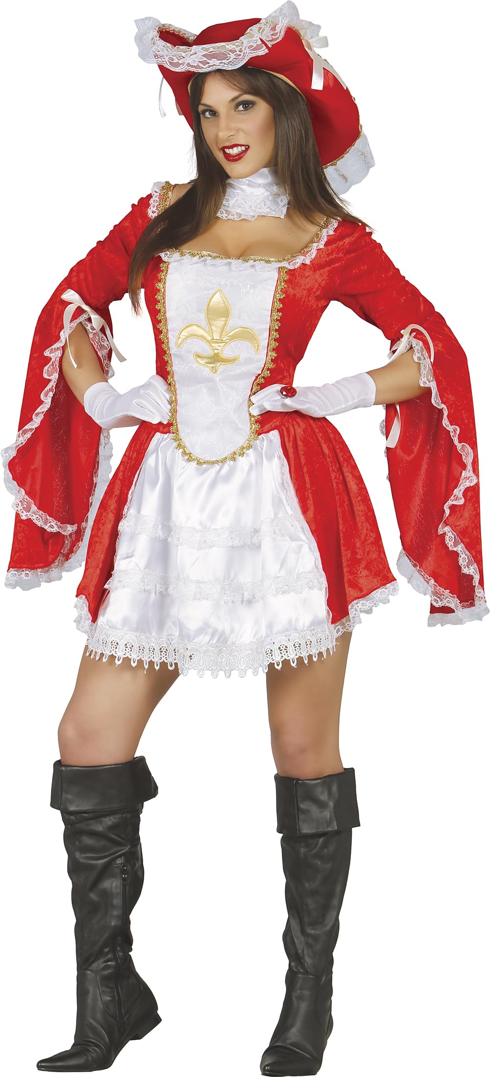 FIESTAS GUIRCA | Musketierin Kostüm für Damen - Kleid, Hut und Kragen - Banditen- und Musketier Kost