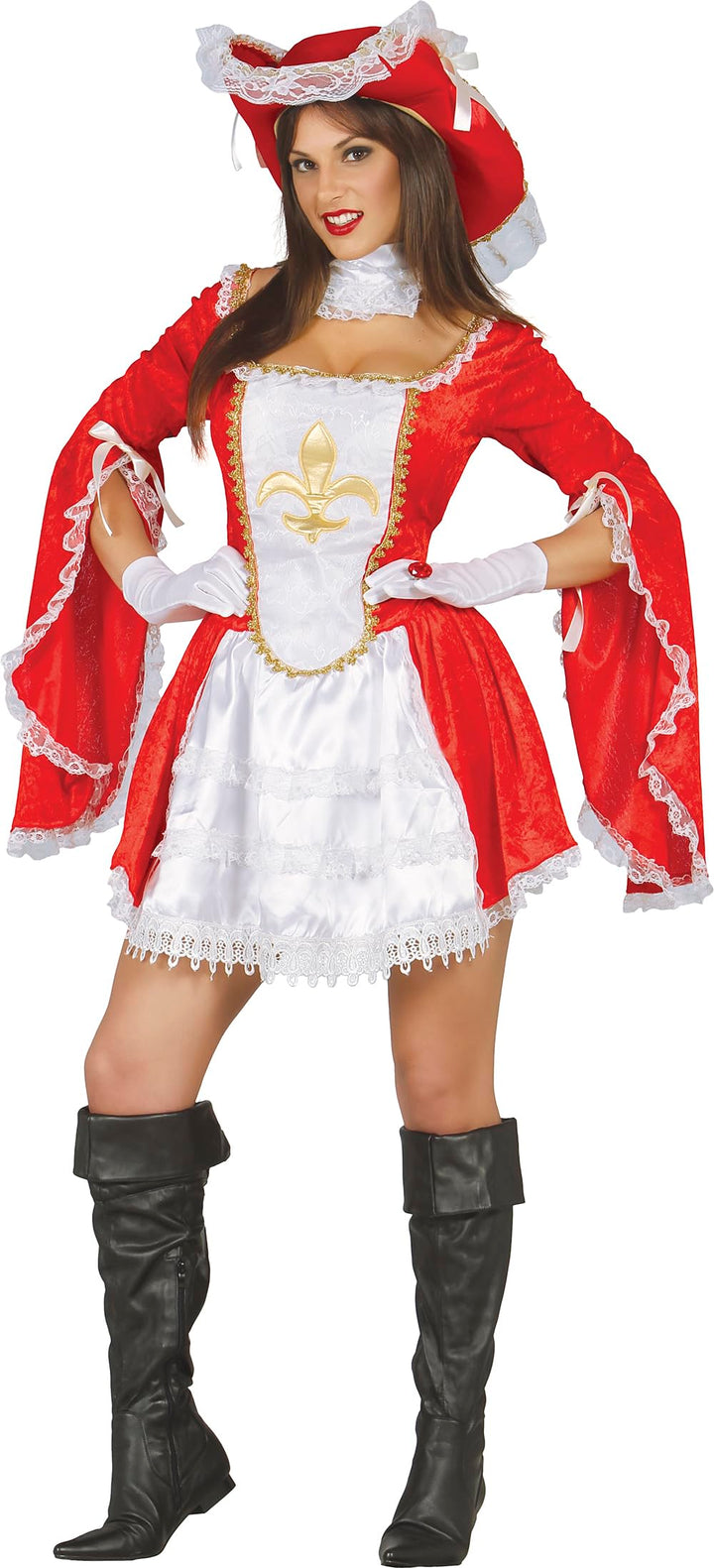FIESTAS GUIRCA | Musketierin Kostüm für Damen - Kleid, Hut und Kragen - Banditen- und Musketier Kost