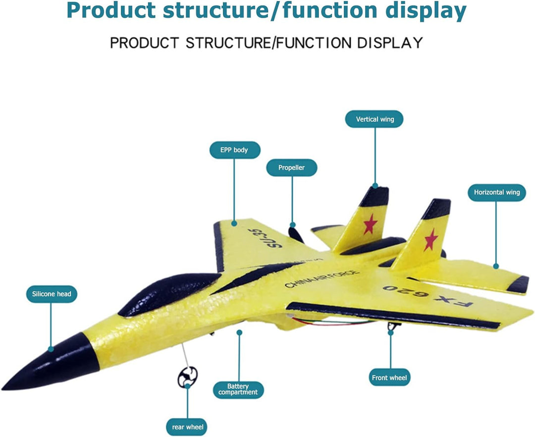 BuyWeek RC Flugzeug, SU35 2 Kanal Ferngesteuertes Flugzeug Starrflügler Ferngesteuert Flugzeugmodell