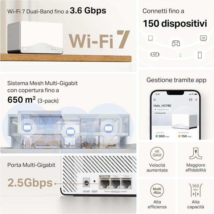Chaleco De Flotabilidad Mercusys TP-Link Halo H27BE Mesh Wi-Fi 7
