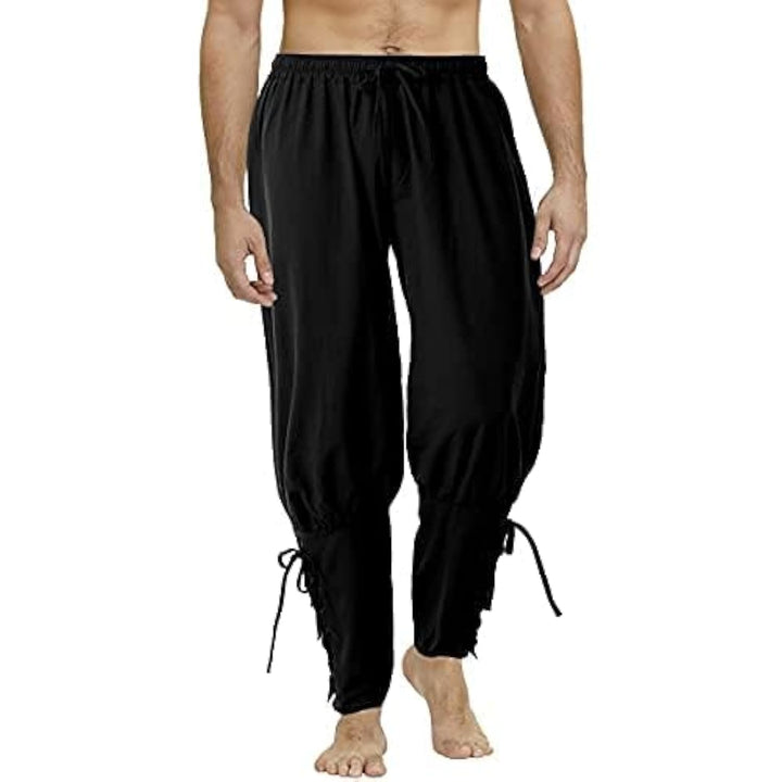 COSDREAMER Herren Mittelalterhose Wikinger Piraten Kostümhose Schwarz 3XL 3XL Schwarz, 3XL Schwarz