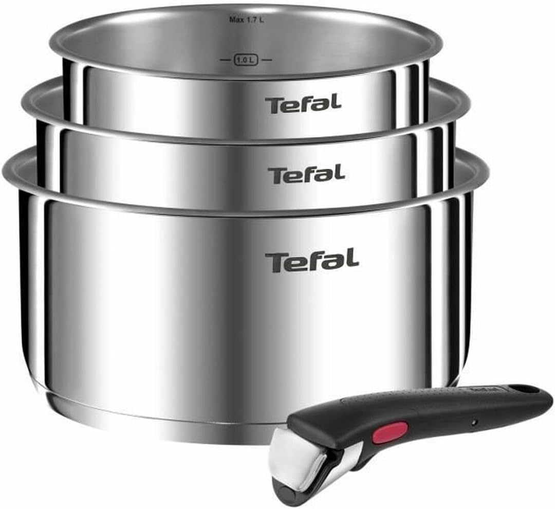 TEFAL INGENIO EMOTION Set mit 3 Kochtöpfen 16/18/20 cm + 1 Griff Edelstahl Alle Herdarten einschlies