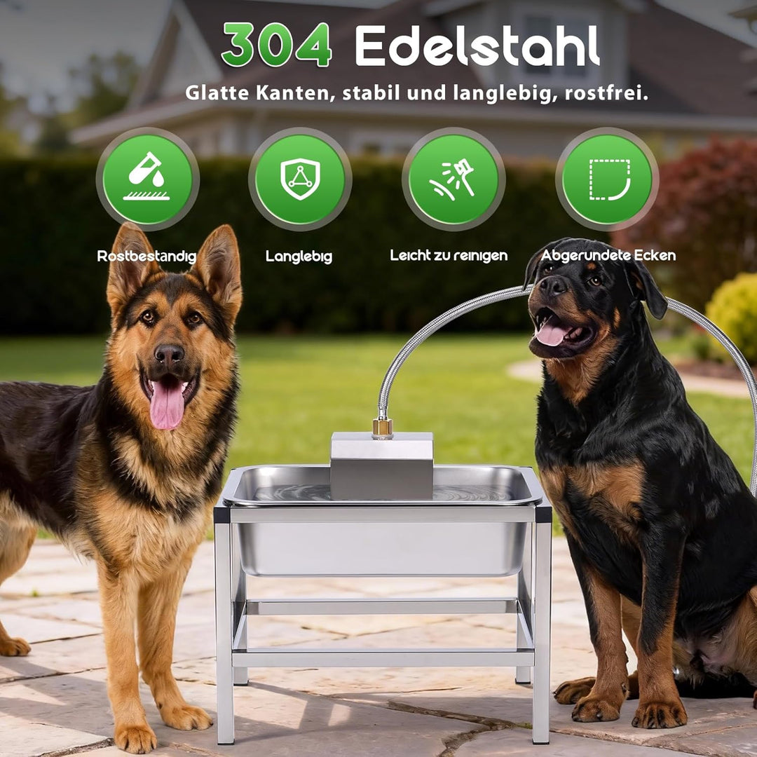 Svauoumu 11L Trinkbrunnen für Hunde,Hundenapf Erhöht mit stabilem Metallständer,Edelstahl-Tiertränke