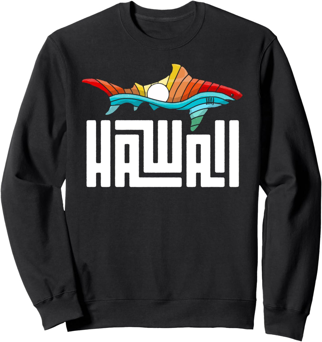 Hawaii Cool Rainbow Shark Retro Graphic Sweatshirt