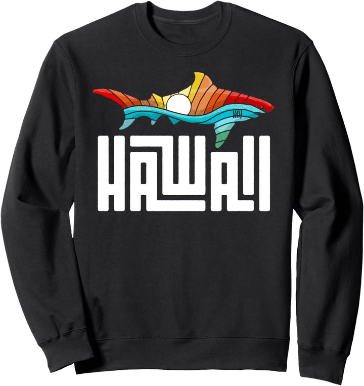Hawaii Cool Rainbow Shark Retro Graphic Sweatshirt