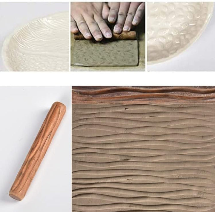 Kafei 5 Stücke Töpfer Werkzeuge Hand Rollen für Ton Ton Stempel Ton Muster Roller