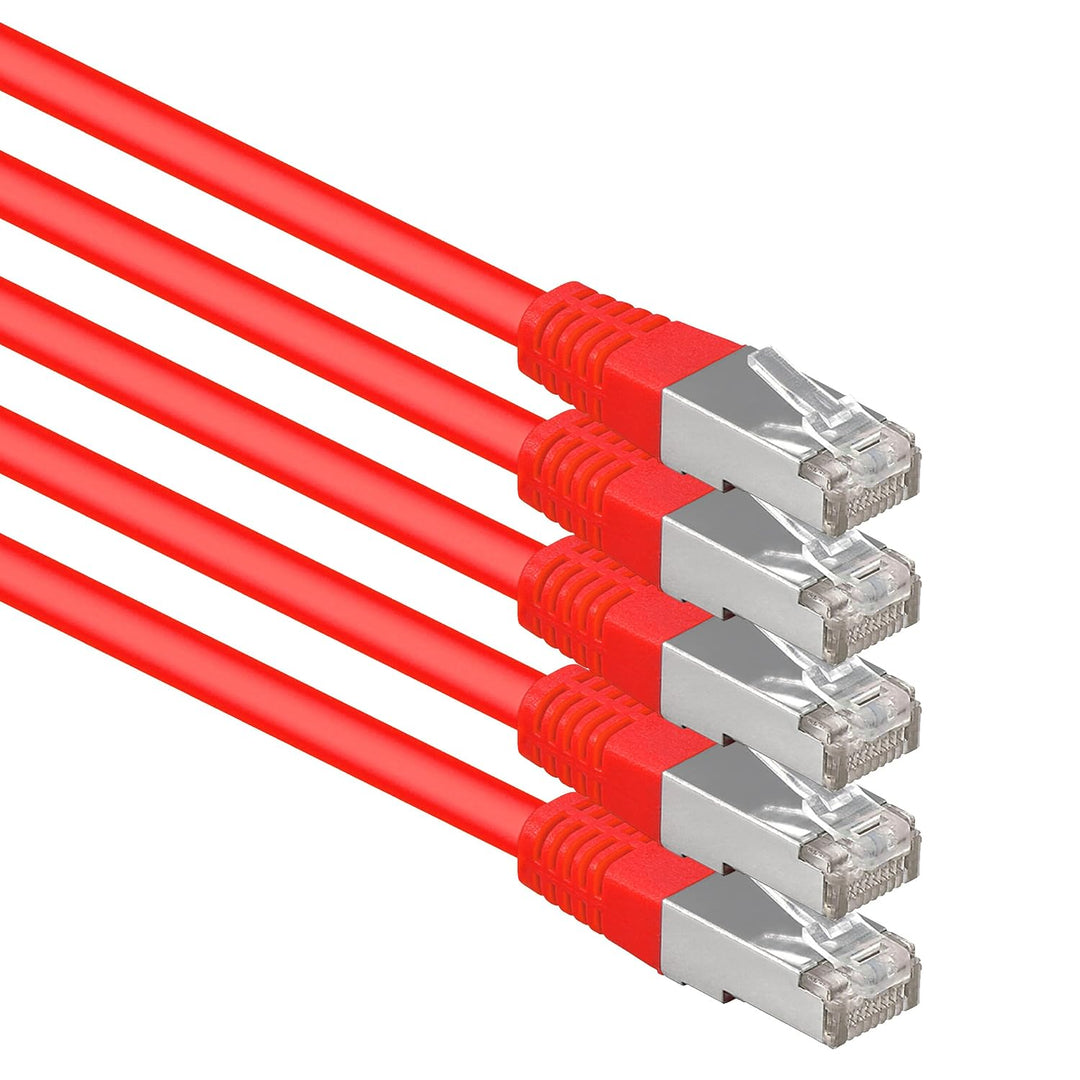 1aTTack.de 7,5m rot - 5 Stück Cat.6 Patchkabel Netzwerkkabel CAT6 S-FTP Gigabit Lan PIMF CAT 6 Kupfe