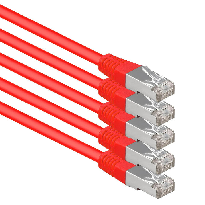 1aTTack.de 7,5m rot - 5 Stück Cat.6 Patchkabel Netzwerkkabel CAT6 S-FTP Gigabit Lan PIMF CAT 6 Kupfe