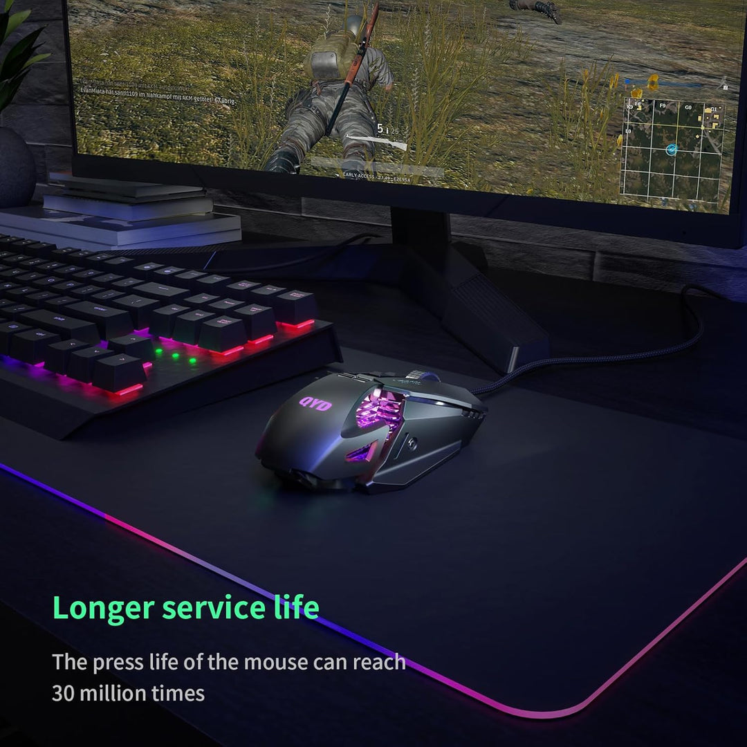 Gaming Maus RGB LED PC Maus Kabel, 7200 DPI Einstellbarer Anpassbare Gewichte Gaming Mäuse Gewichtst