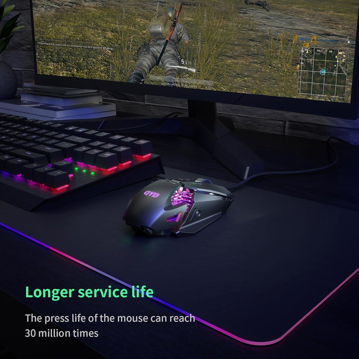 Gaming Maus RGB LED PC Maus Kabel, 7200 DPI Einstellbarer Anpassbare Gewichte Gaming Mäuse Gewichtst