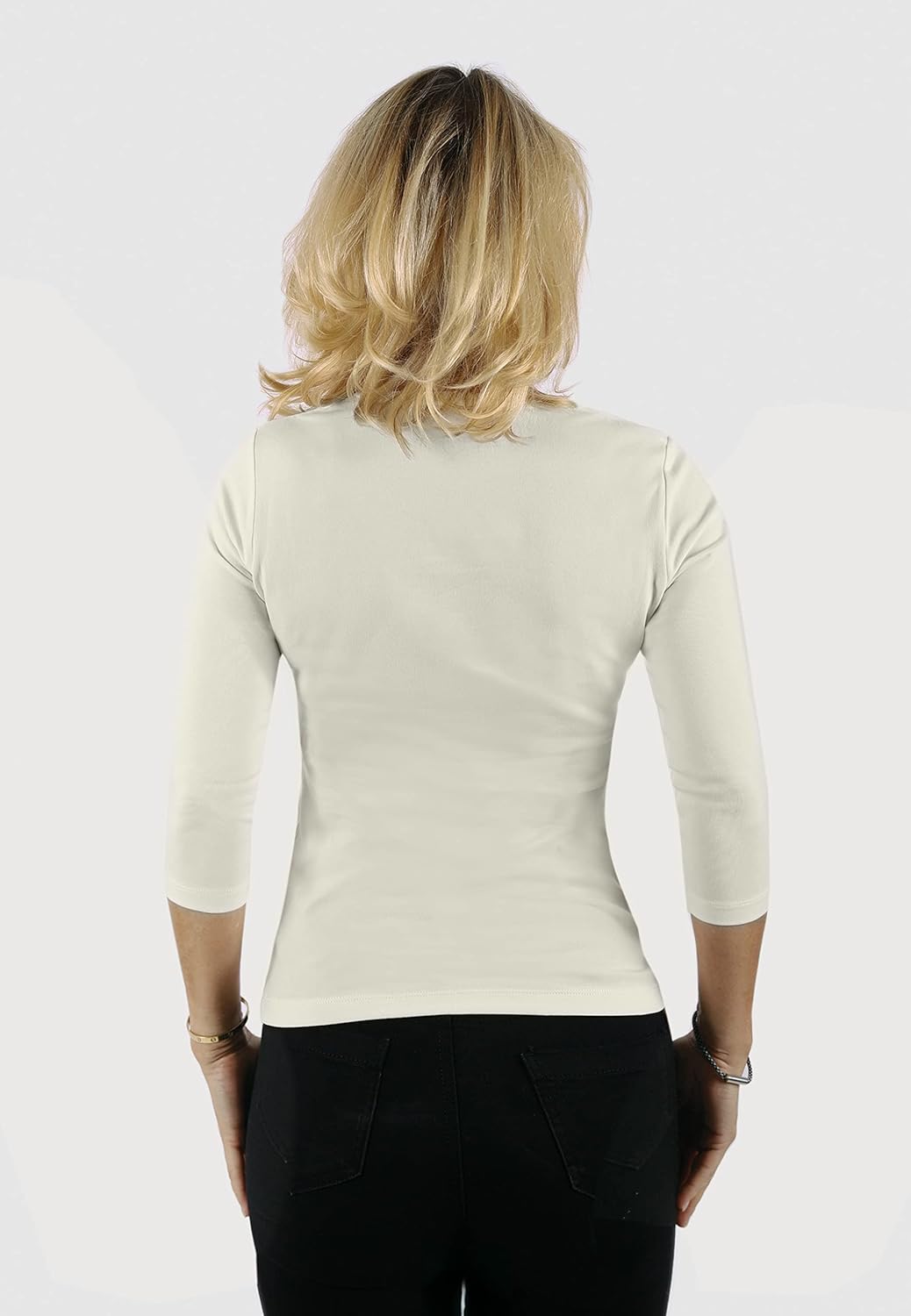 BOVIVA Silver Damen Basic Boat Neck Uboot U Boot Ausschnitt Boatneck 3/4 arm dreiviertelarm T-Shirt