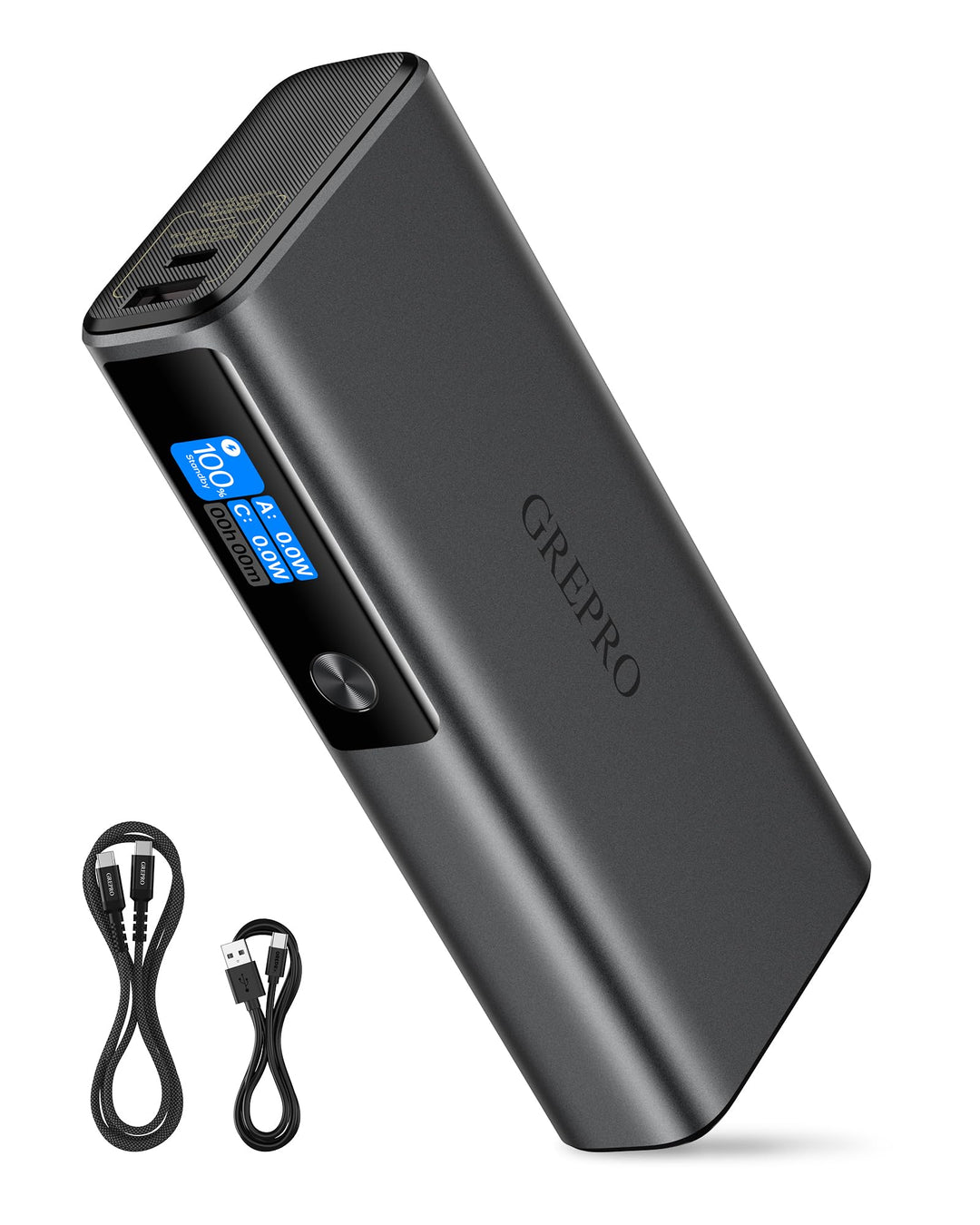 GREPRO Laptop Power Bank 100W, 130W Max 20000mAh Aluminiumlegierung und TFT Display mit 2 USB-C und