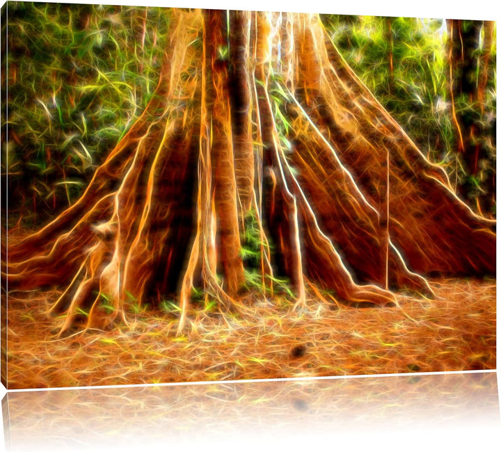 Mächtiger Urwald Baum Deluxe Format: 100x70 cm auf Leinwand, XXL riesige Bilder fertig gerahmt mit K