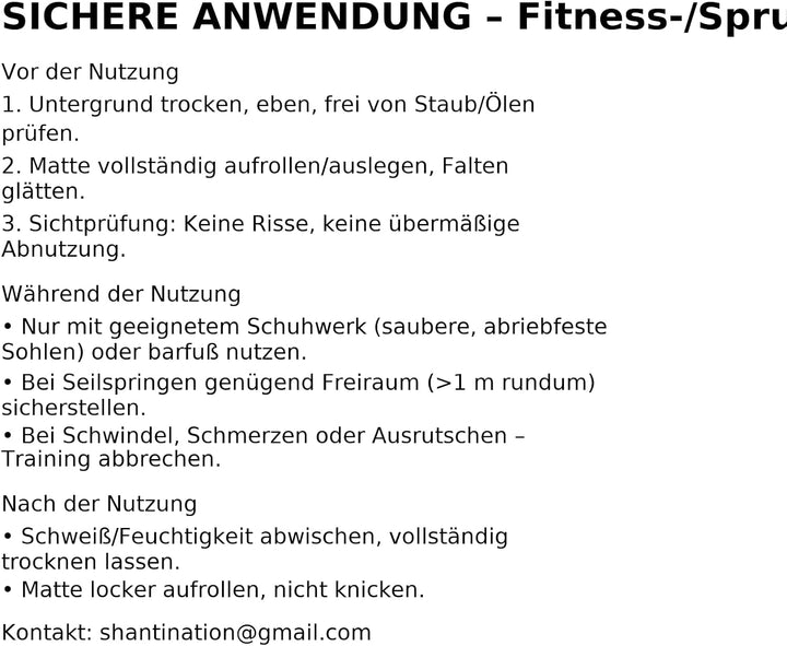 SHANTI NATION - Cardio Mat 95 - kompakte Fitnessmatte (95 x 95 cm) - inkl Tragegurt - ideal zum Seil
