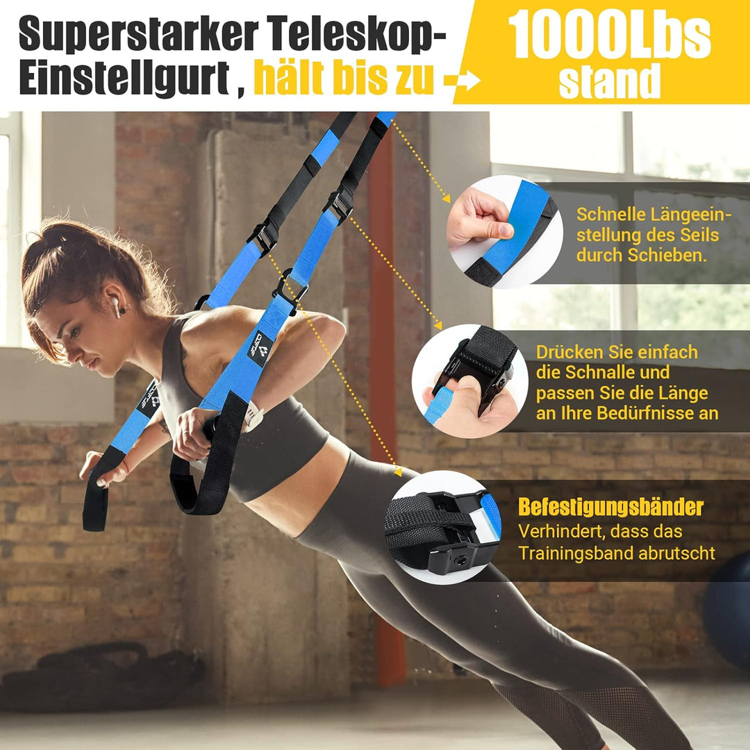 Schlingentrainer, Sling trainer für ein Ganzkörpertraining, Schlingentrainer für zuhause mit Grossem