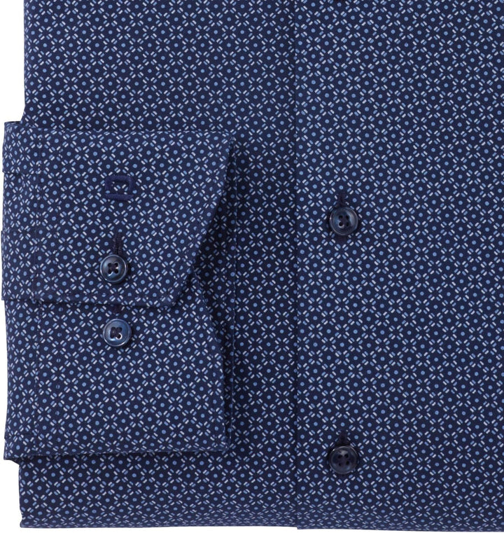 OLYMP Herren Businesshemd Langarm Luxor 24/Seven,modern fit,Global Kent 37 Marine 18, 37 Marine 18