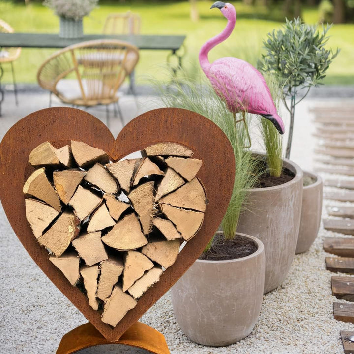 Edel Rost Herz Holzregal (ohne Holz) Made in Germany Edelrost Herz, Gartendeko Herz, Gartenfigur, (H