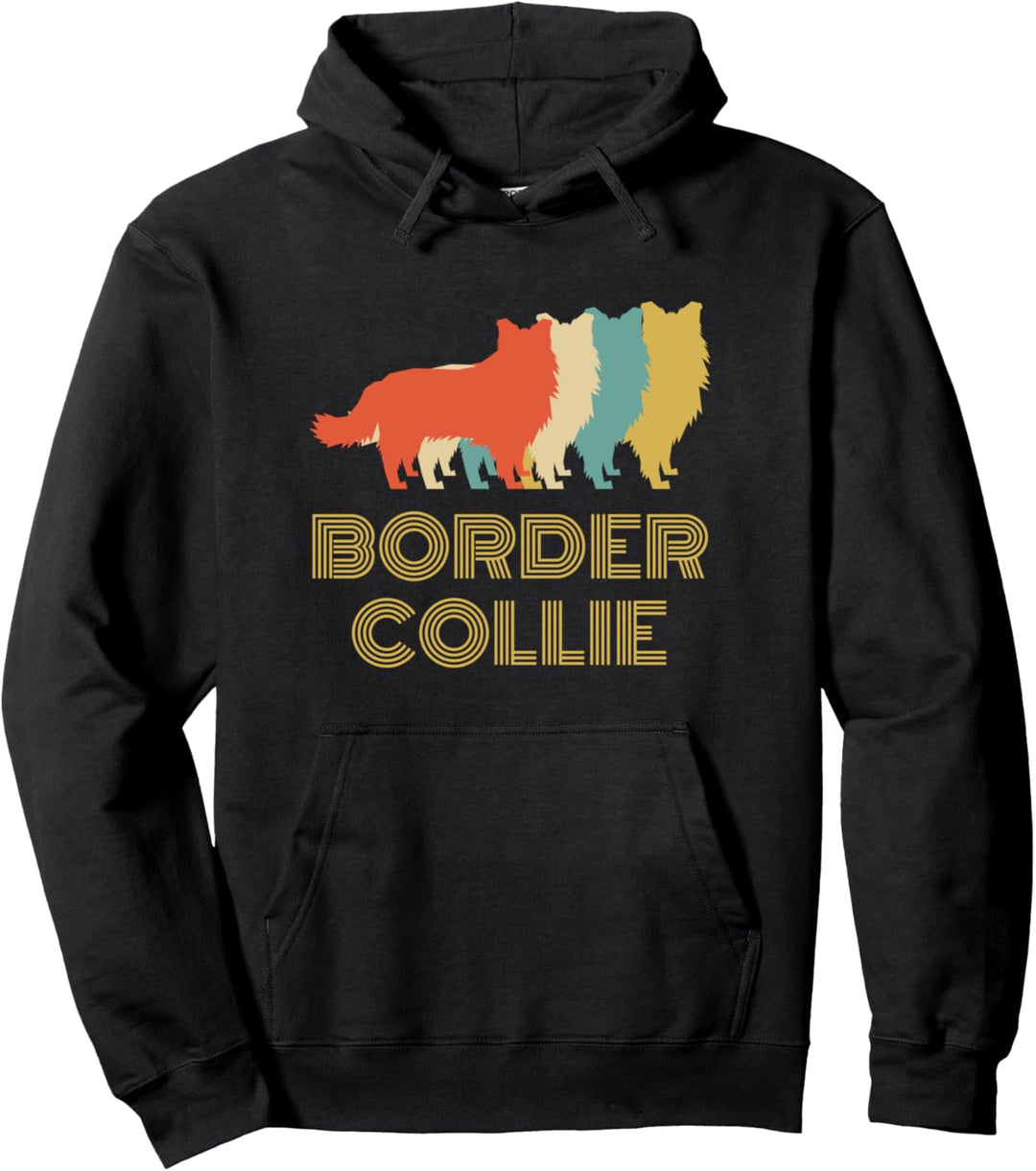 Border Collie Hunderasse Vintage Look Silhouette Geschenk Pullover Hoodie