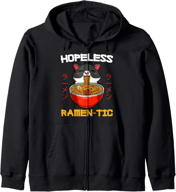 Hopeless Ramen Tic Kanji Soba Udon Somen Katze Tier Kawaii Kapuzenjacke
