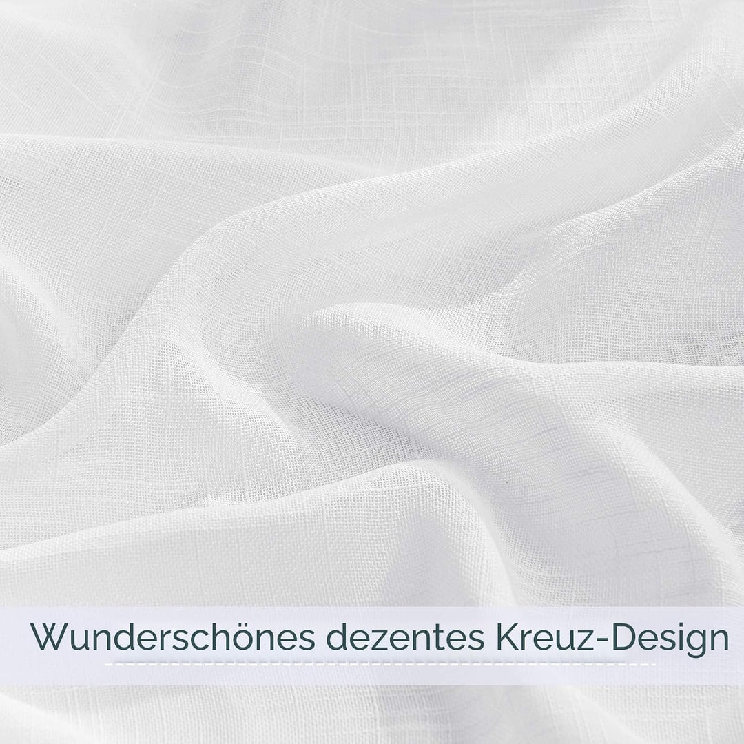 PONY DANCE Leinen Gardinen für Schienensystem Wohnzimmer Gardinen Weiss Halbtransparent 1er-Set H 22