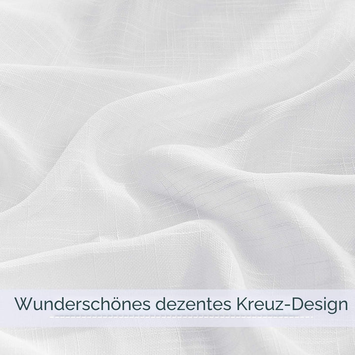PONY DANCE Leinen Gardinen für Schienensystem Wohnzimmer Gardinen Weiss Halbtransparent 1er-Set H 22