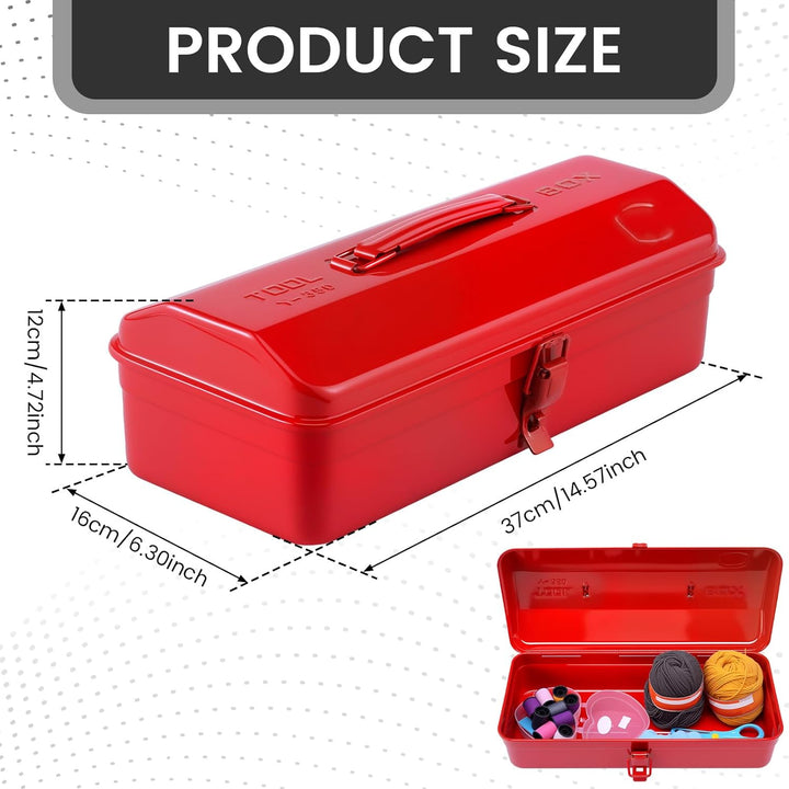 Werkzeugkoffer leer Gross Werkzeugbox 37×16×12cm Robust Langlebig Metall Werkzeugkasten mit Tragegri