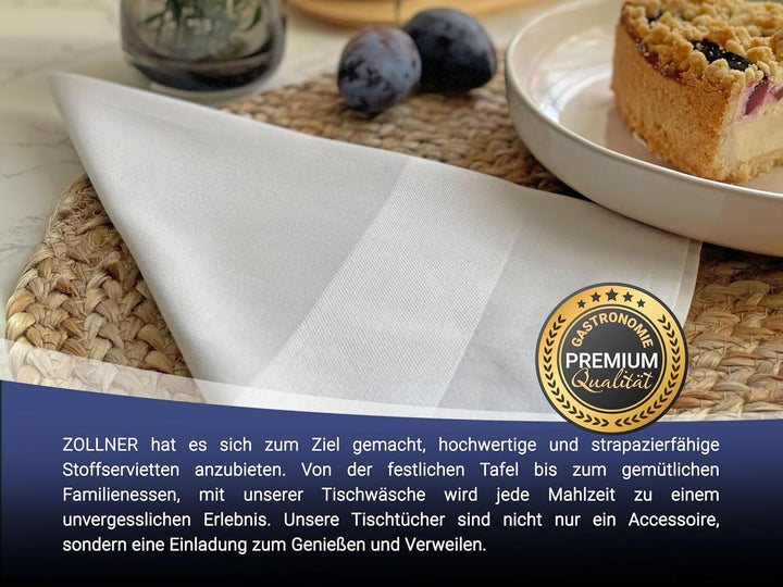 ZOLLNER 25er Set Mundservietten 100% Baumwolle, 50x50 cm, Weiss 25er Set 50x50 cm Weiss, 25er Set 50