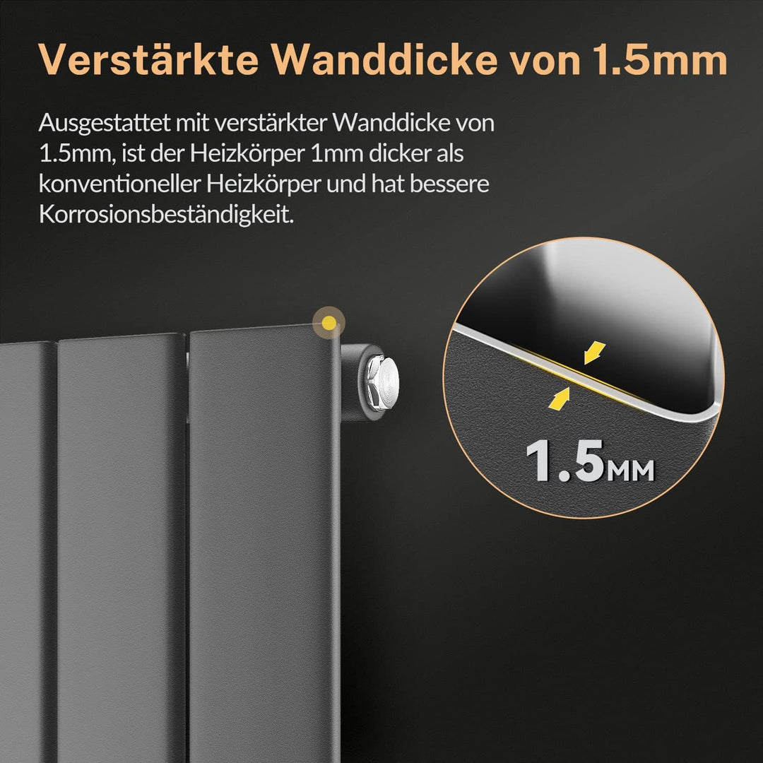ELEGANT Paneelheizkörper Horizontal 630 x 616 mm Anthrazit Badezimmer/Wohnraum Einlagig Horizontal H
