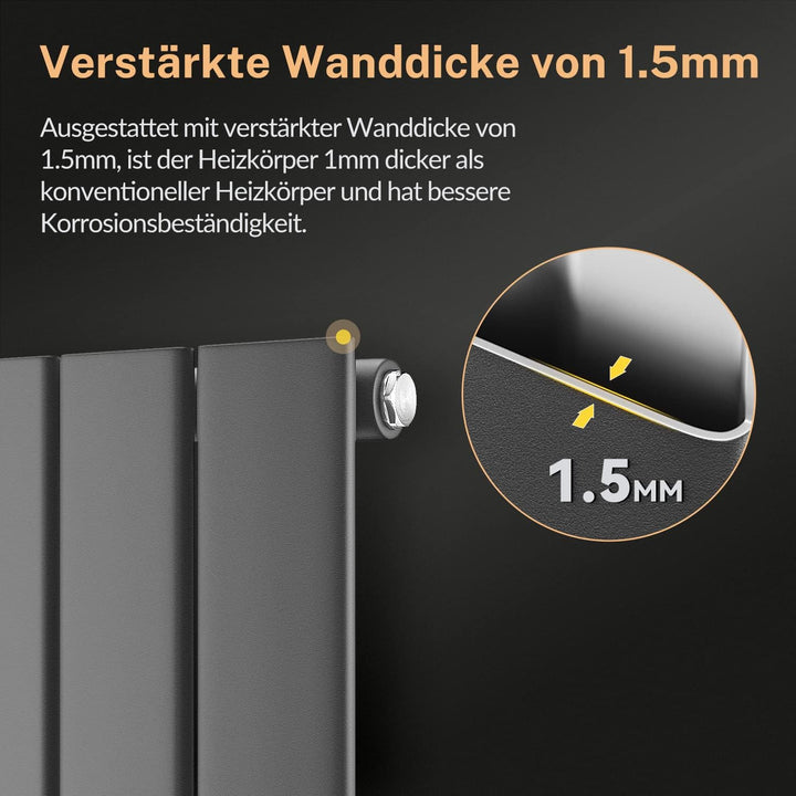 ELEGANT Paneelheizkörper Horizontal 630 x 616 mm Anthrazit Badezimmer/Wohnraum Einlagig Horizontal H