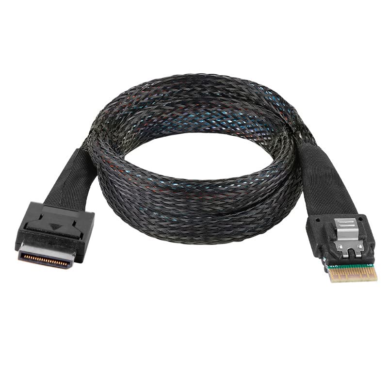 CY Slimline Kabel OcuLink PCIe PCI-Express SFF-8611 4i auf SFF-8654 SSD Datenaktivkabel 50cm Black 8