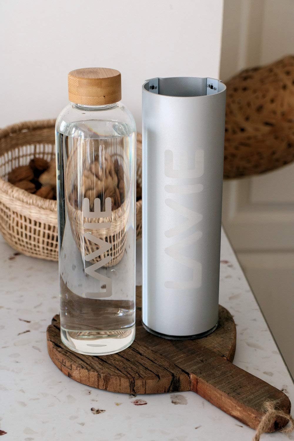 LaVie Pure und Premium-Glasflasche, 1 Liter, Borosilikatglas, Pure und Premium-Wasserreiniger 1000 m