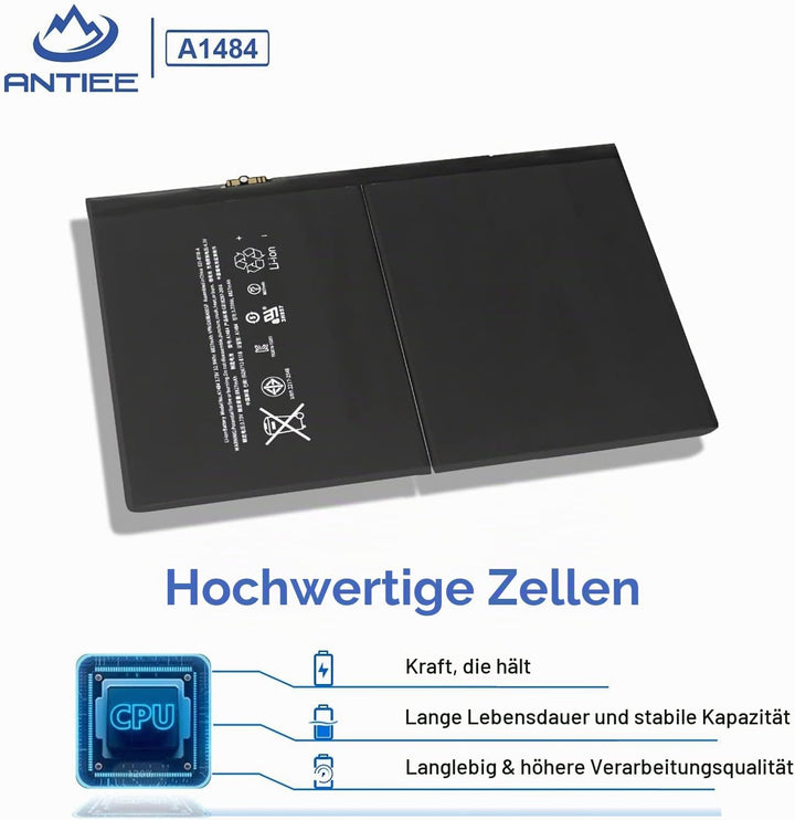 ANTIEE 8827mAh 32.9Wh A1484 Replacement Tablet Akku für iPad 2017 A1822 A1823 iPad 2018 A1893 A1954