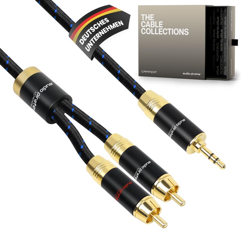 audio pirates by cammica Splitter Kabel 3,5 mm Klinke Stecker auf 2x RCA Clinch Stecker, RCA-Kabel,
