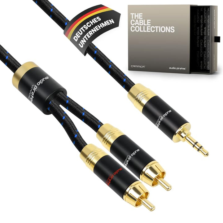 audio pirates by cammica Splitter Kabel 3,5 mm Klinke Stecker auf 2x RCA Clinch Stecker, RCA-Kabel,