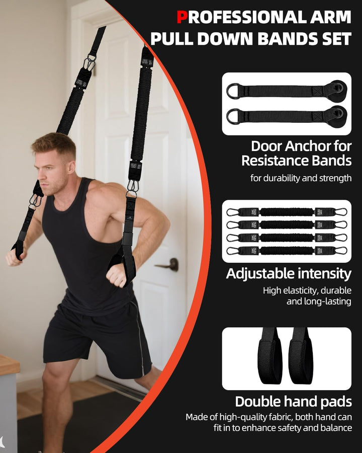 Abahub Trizeps Band Set mit Türanker Verstellbar Tricep Pull Down Fitnessband für Zuhause, Armtraini