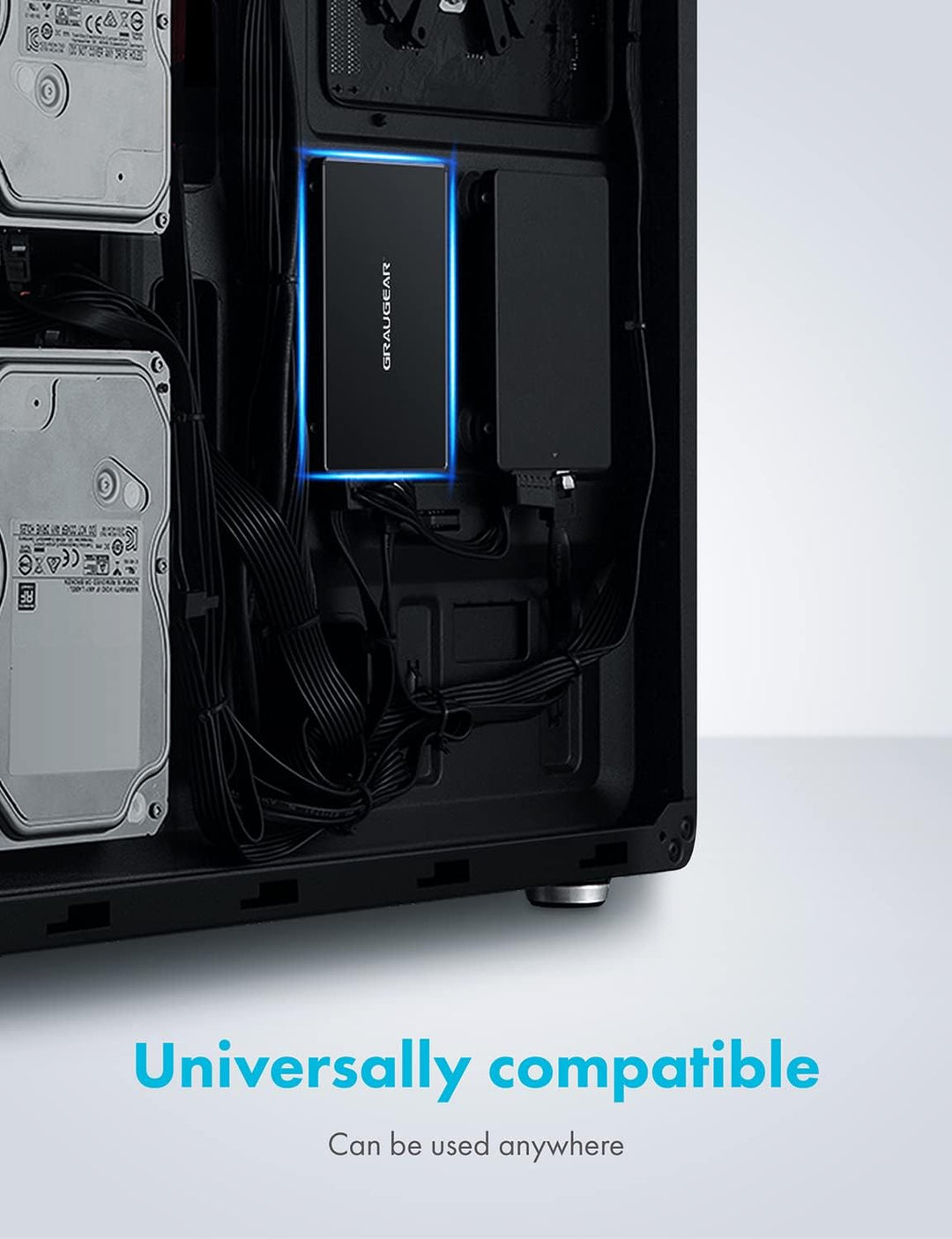 GRAUGEAR Aluminium M.2-SATA SSD Konverter, für B-Key M.2 NGFF zu 2,5” SATA, 2,5“ Bauform, 7 mm Einba
