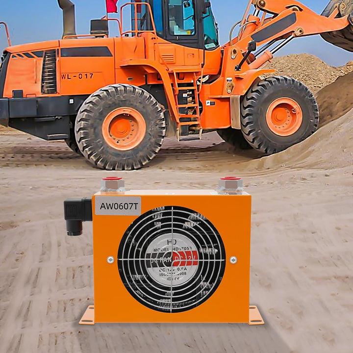 DC 12V Hydraulikölkühler 48W Hydraulischer Luftkühler 680Kcal/h Luft-Öl-Kühler Durchflussrate 20L/mi