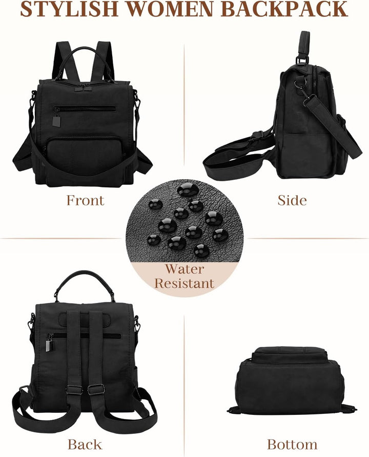 RAVUO Damen Rucksack,PU Leder Rucksack Mode Rucksäcke Rucksackhandtaschen Schulrucksäcke Reise Daypa