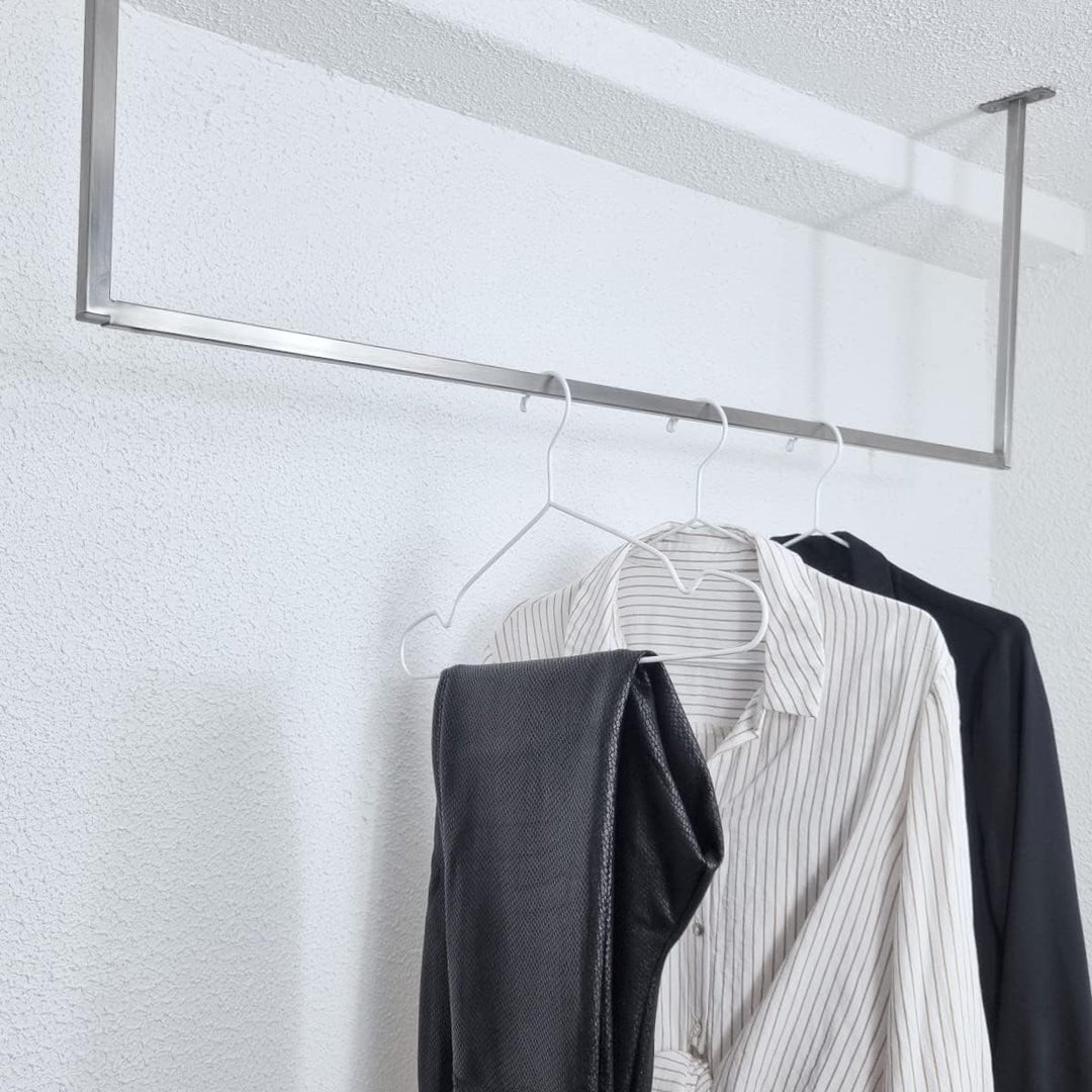 Kleiderstange U-Form zur Deckenmontage – Edelstahlstange für offenen Kleiderschrank & Garderobe | Mo