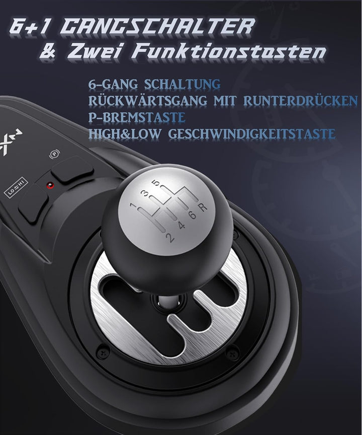 PXN A7 Schaltung, Gaming Lenkrad Schalthebel - Universal Shifter PC, 6+R Gängen, 3 Kabeln (USB, RJ11
