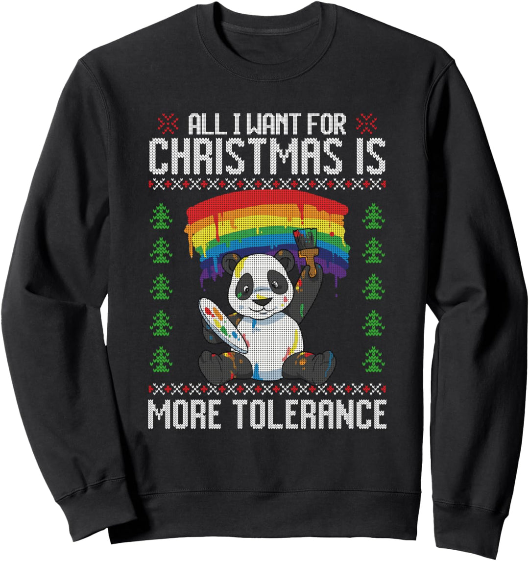 Christmas Panda Pride Gay Lesbisch Queer Rainbow Ugly Xmas Sweatshirt